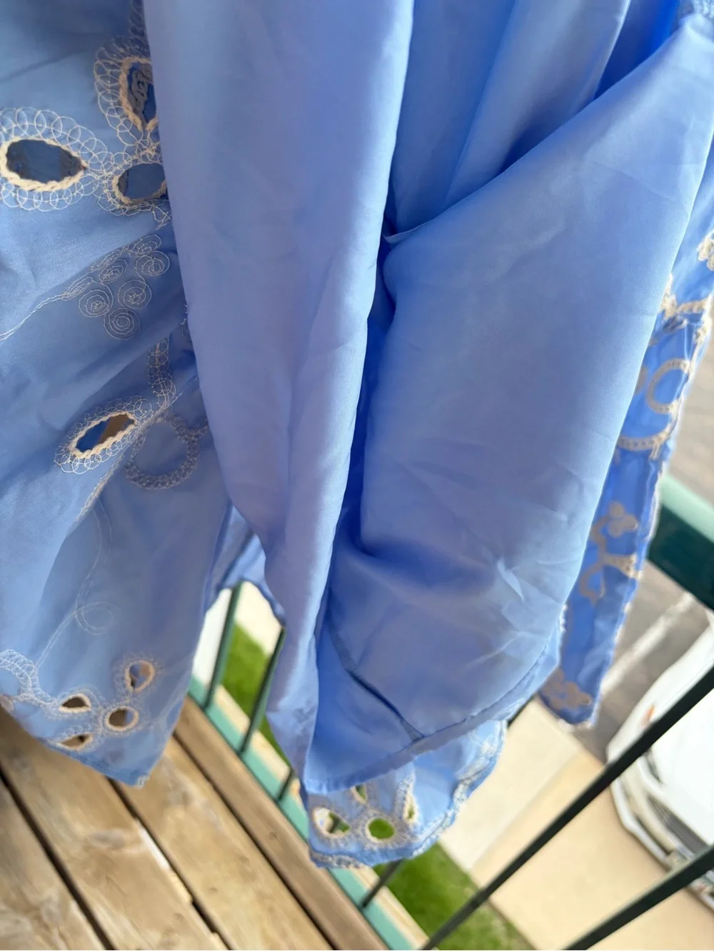 🆕🦋Sam Edelman Light Blue Rope Embroidery Mini Dress Size 10 Summer Floral Resort - Picture 13 of 17